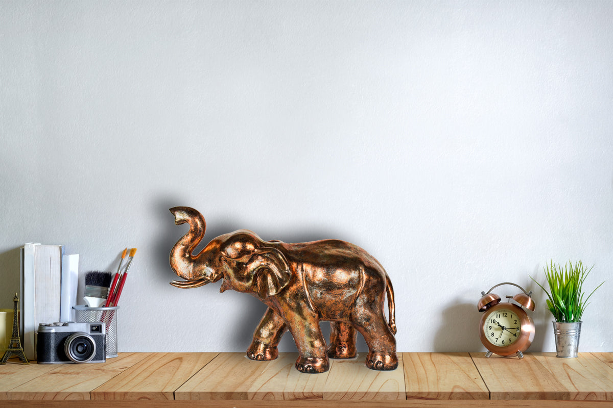 Copper Finish Large Elephant Figurine mancavesuperstore