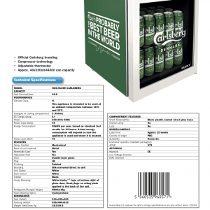 Carlsberg Mini Fridge/Drinks Cooler - By Husky - mancavesuperstore