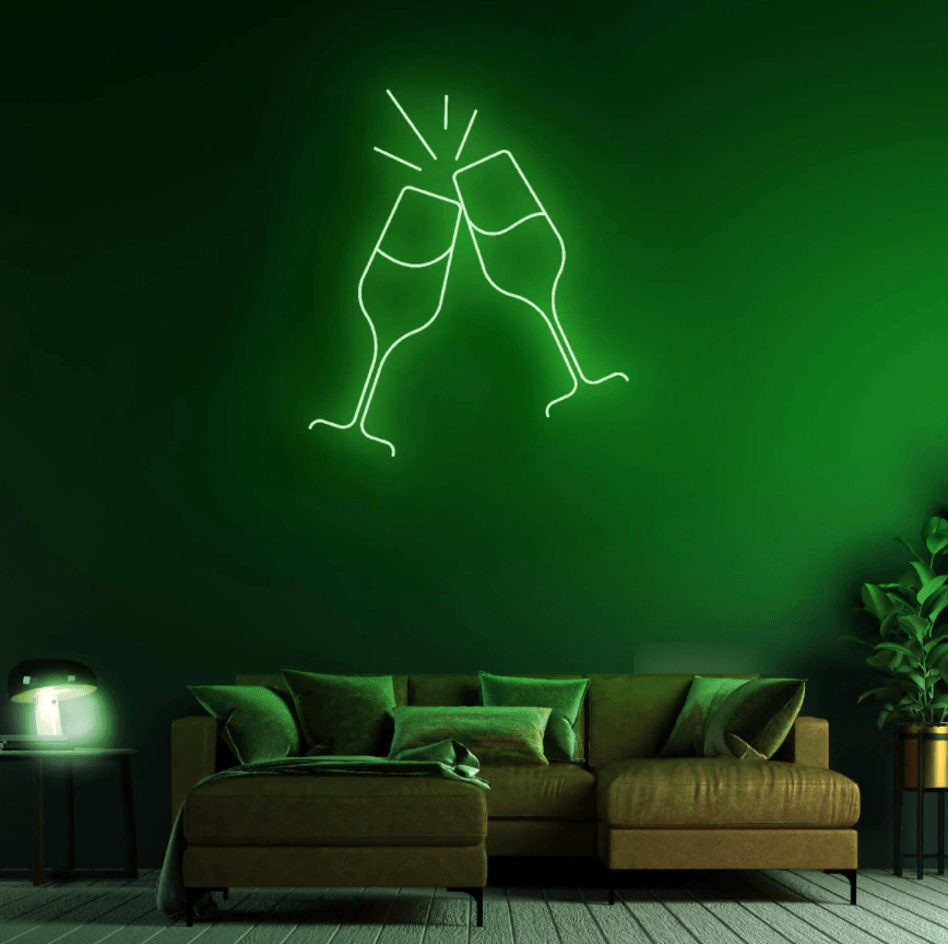 Cheers! Champagne Glasses Neon Sign - 50cm/75cm/100cm - mancavesuperstore