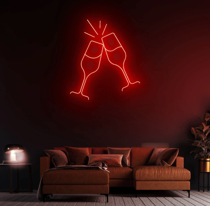 Cheers! Champagne Glasses Neon Sign - 50cm/75cm/100cm - mancavesuperstore