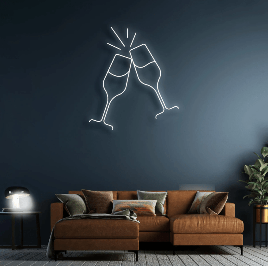 Cheers! Champagne Glasses Neon Sign - 50cm/75cm/100cm - mancavesuperstore