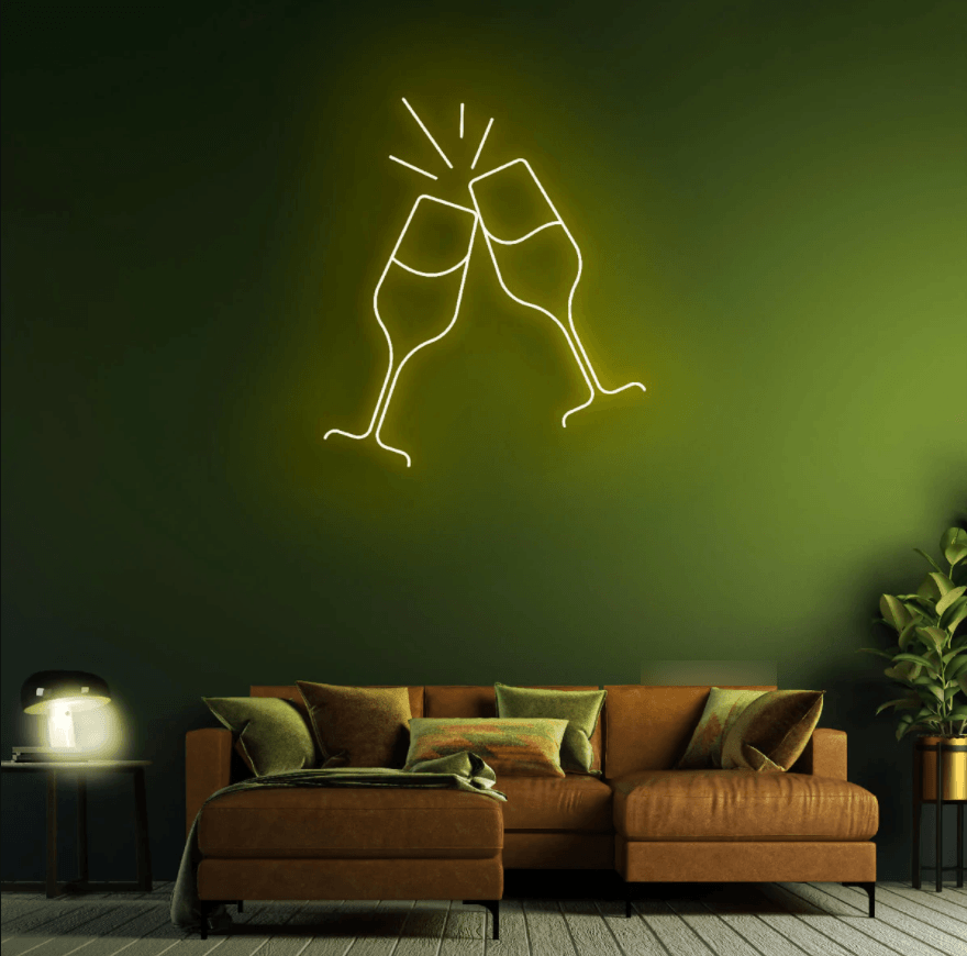 Cheers! Champagne Glasses Neon Sign - 50cm/75cm/100cm - mancavesuperstore