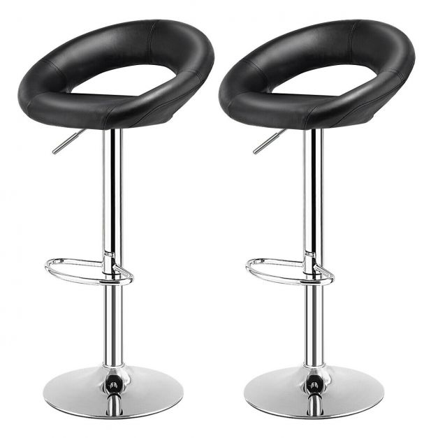 Set of 2 Crescent Curve Barstools - Black