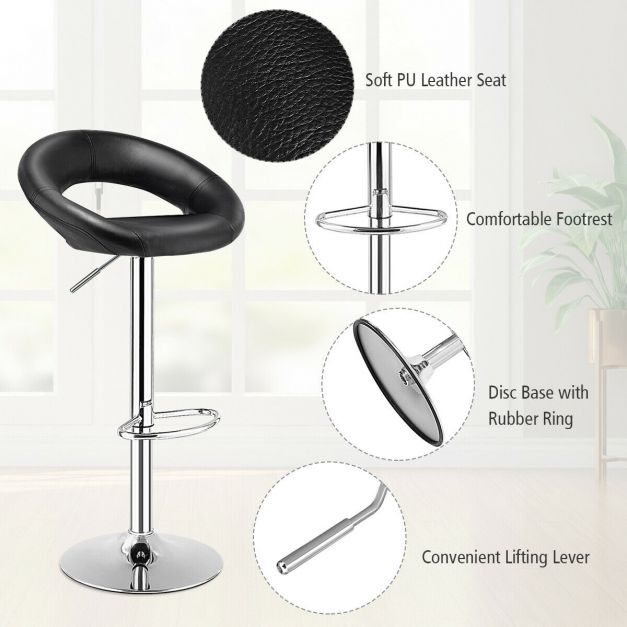 Set of 2 Crescent Curve Barstools - Black