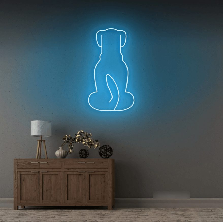 Dog Sitting Neon Sign - 50cm/75cm/100cm - mancavesuperstore