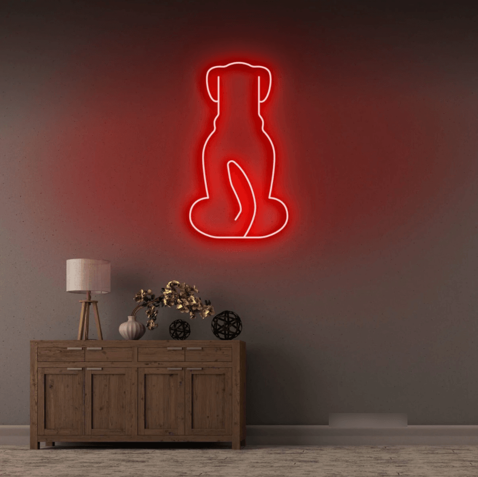 Dog Sitting Neon Sign - 50cm/75cm/100cm - mancavesuperstore
