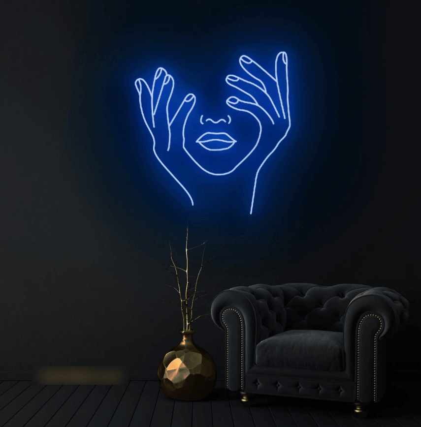Woman's Face & Hands Neon Sign - 50cm/75cm/100cm - mancavesuperstore
