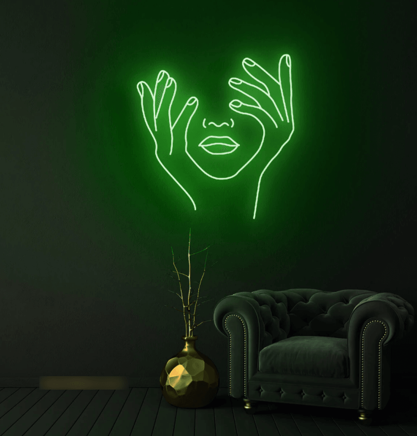 Woman's Face & Hands Neon Sign - 50cm/75cm/100cm - mancavesuperstore