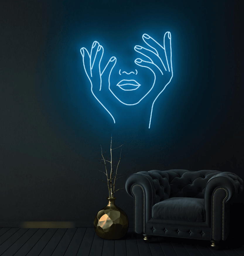 Woman's Face & Hands Neon Sign - 50cm/75cm/100cm - mancavesuperstore