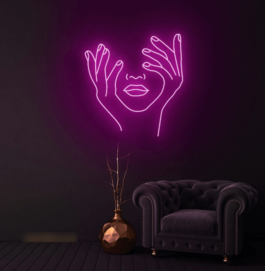 Woman's Face & Hands Neon Sign - 50cm/75cm/100cm - mancavesuperstore