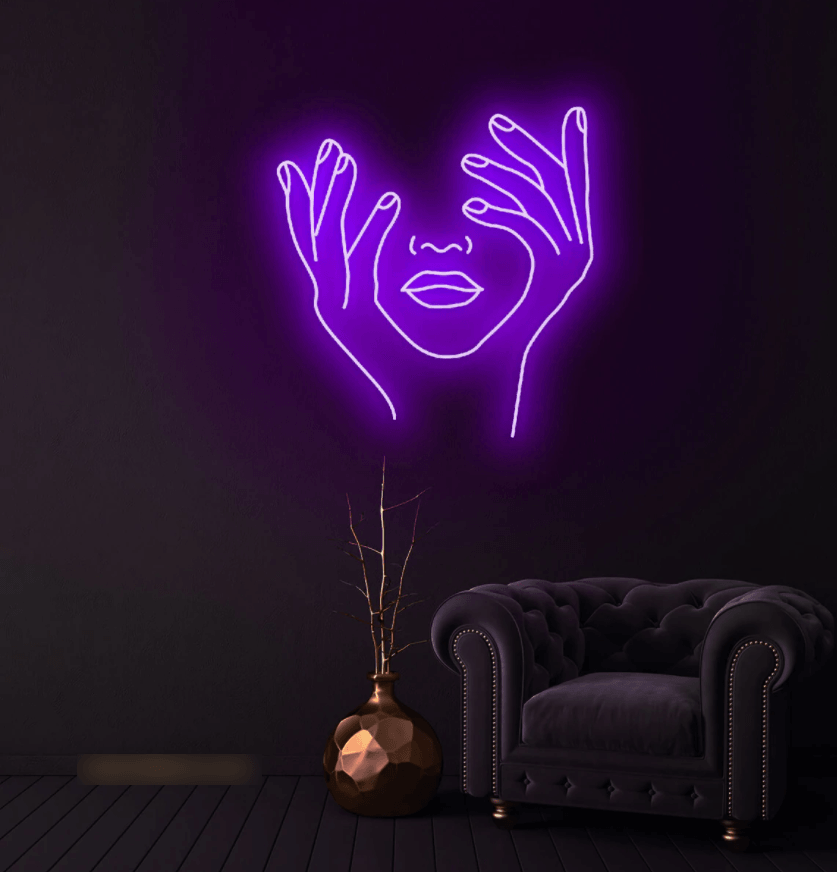 Woman's Face & Hands Neon Sign - 50cm/75cm/100cm - mancavesuperstore
