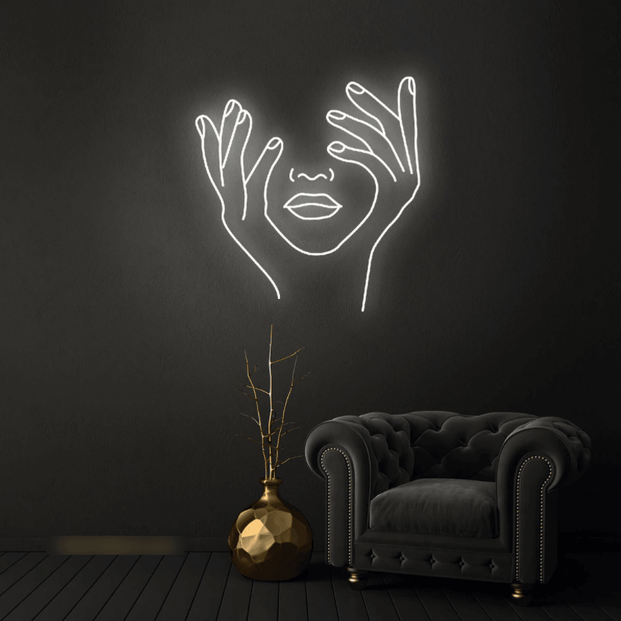 Woman's Face & Hands Neon Sign - 50cm/75cm/100cm - mancavesuperstore