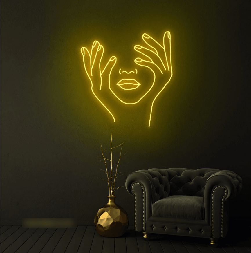 Woman's Face & Hands Neon Sign - 50cm/75cm/100cm - mancavesuperstore