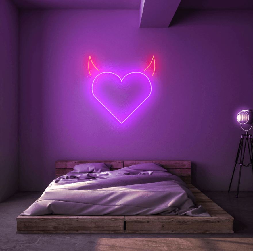 Devil Heart Neon Sign - 50cm/75cm/100cm - mancavesuperstore