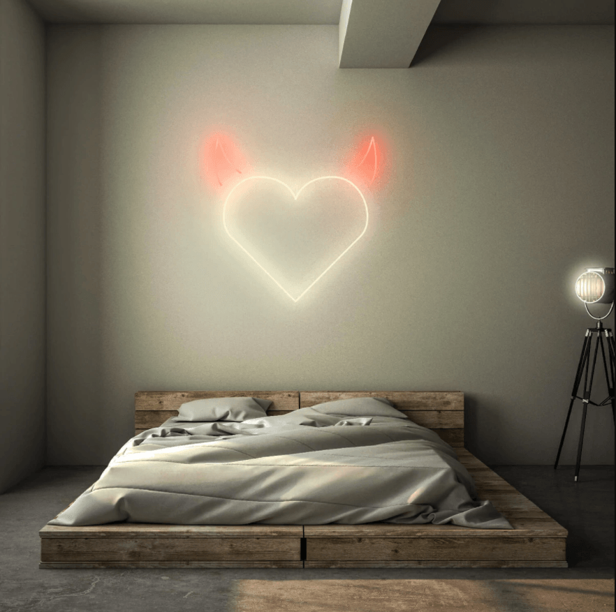 Devil Heart Neon Sign - 50cm/75cm/100cm - mancavesuperstore