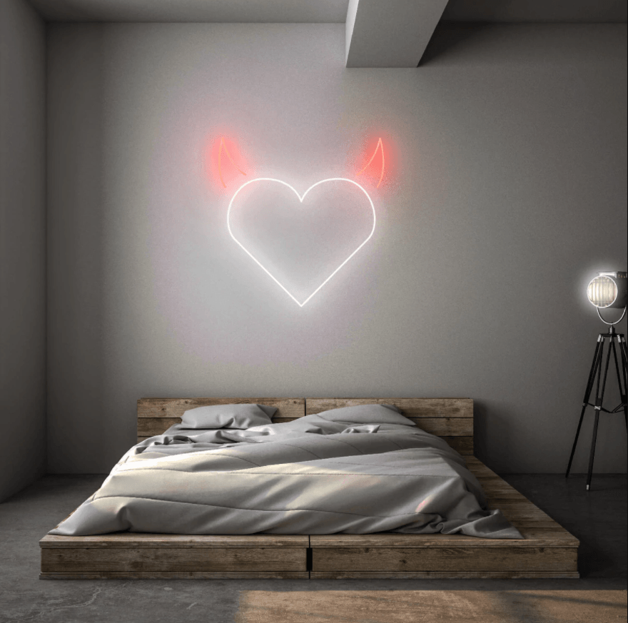 Devil Heart Neon Sign - 50cm/75cm/100cm - mancavesuperstore