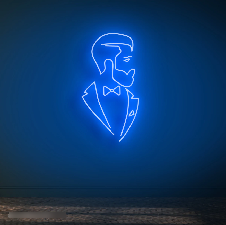 Bearded Refined Man Neon Sign - 100cm/150cm - mancavesuperstore
