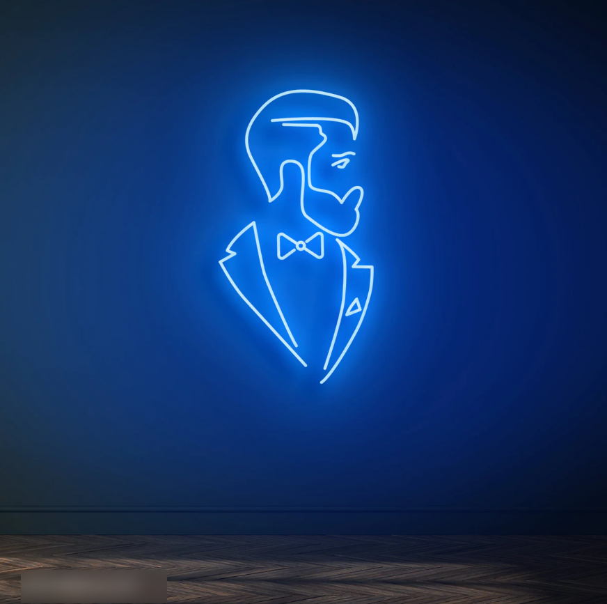 Bearded Refined Man Neon Sign - 100cm/150cm - mancavesuperstore