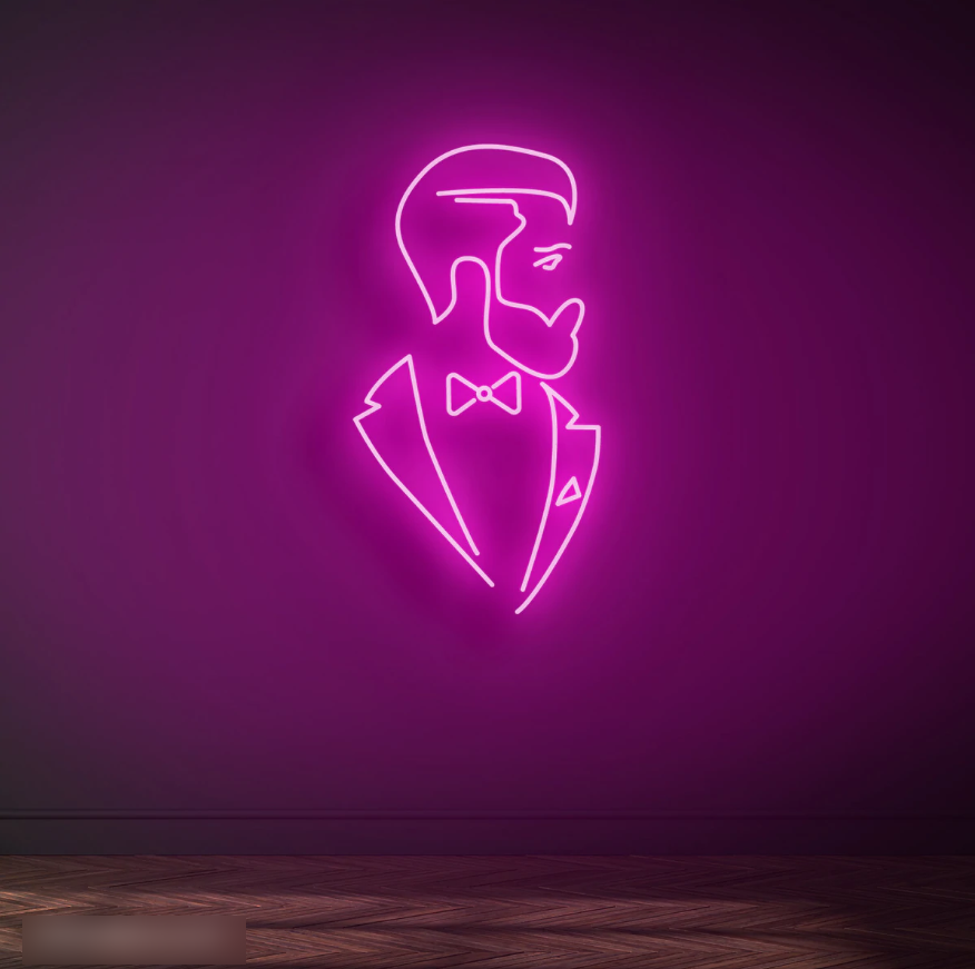 Bearded Refined Man Neon Sign - 100cm/150cm - mancavesuperstore