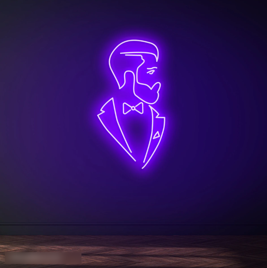 Bearded Refined Man Neon Sign - 100cm/150cm - mancavesuperstore