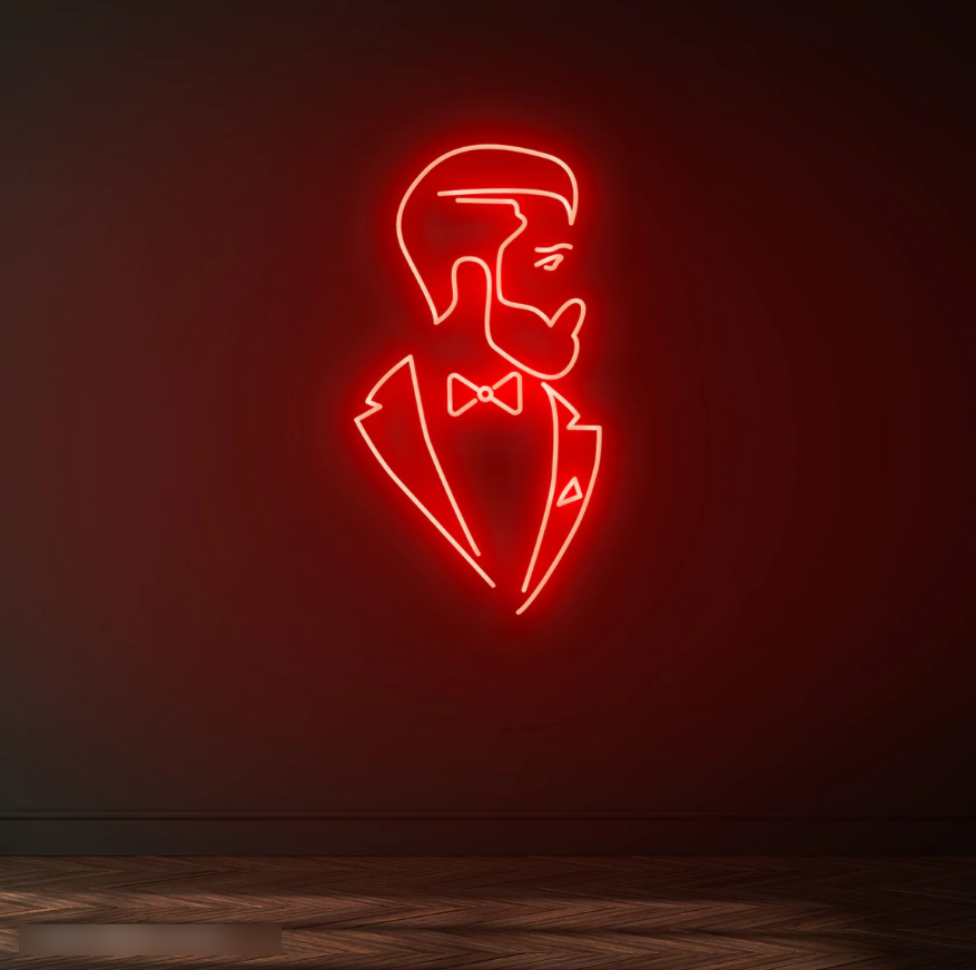 Bearded Refined Man Neon Sign - 100cm/150cm - mancavesuperstore