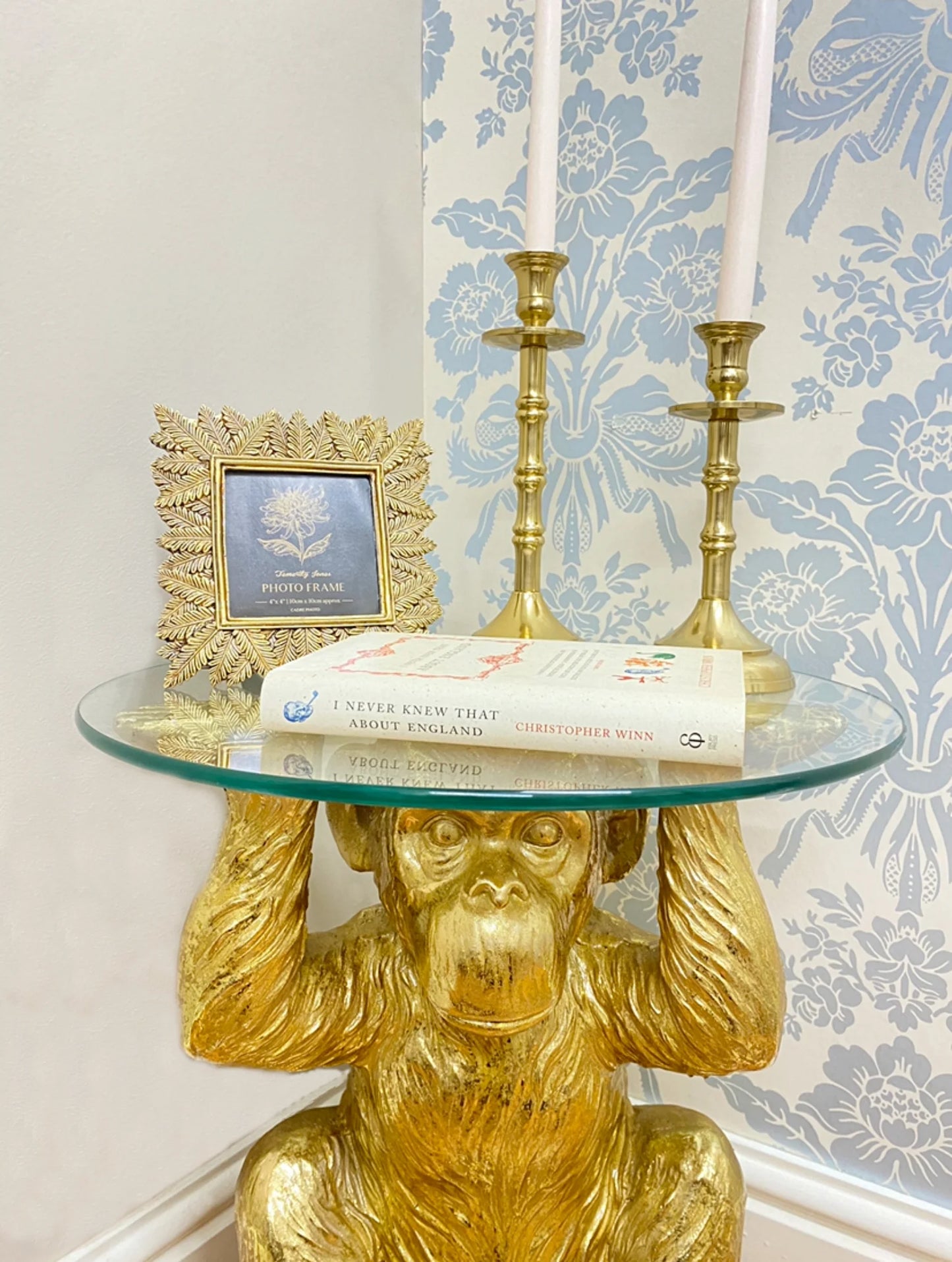 Golden Monkey Glass Side Table