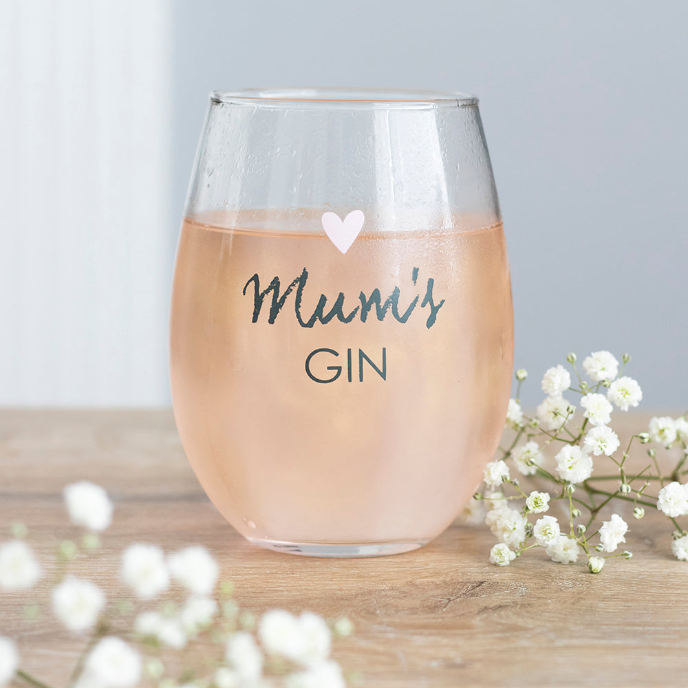 Mum Gin Glass - Love Heart - mancavesuperstore