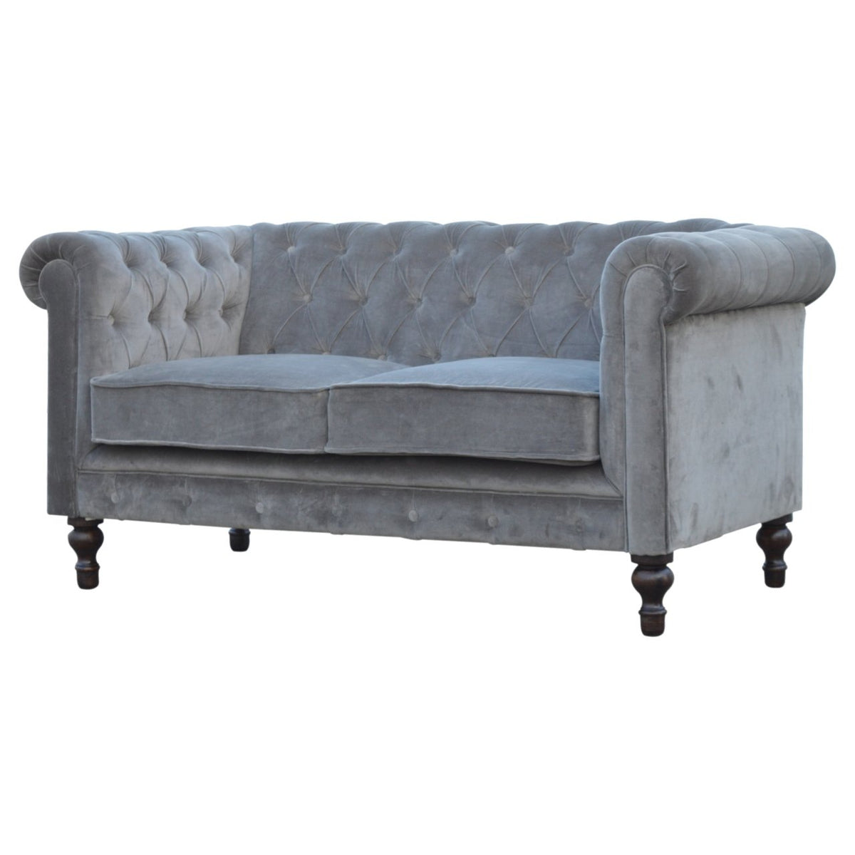 Grey Velvet Chesterfield Sofa mancavesuperstore