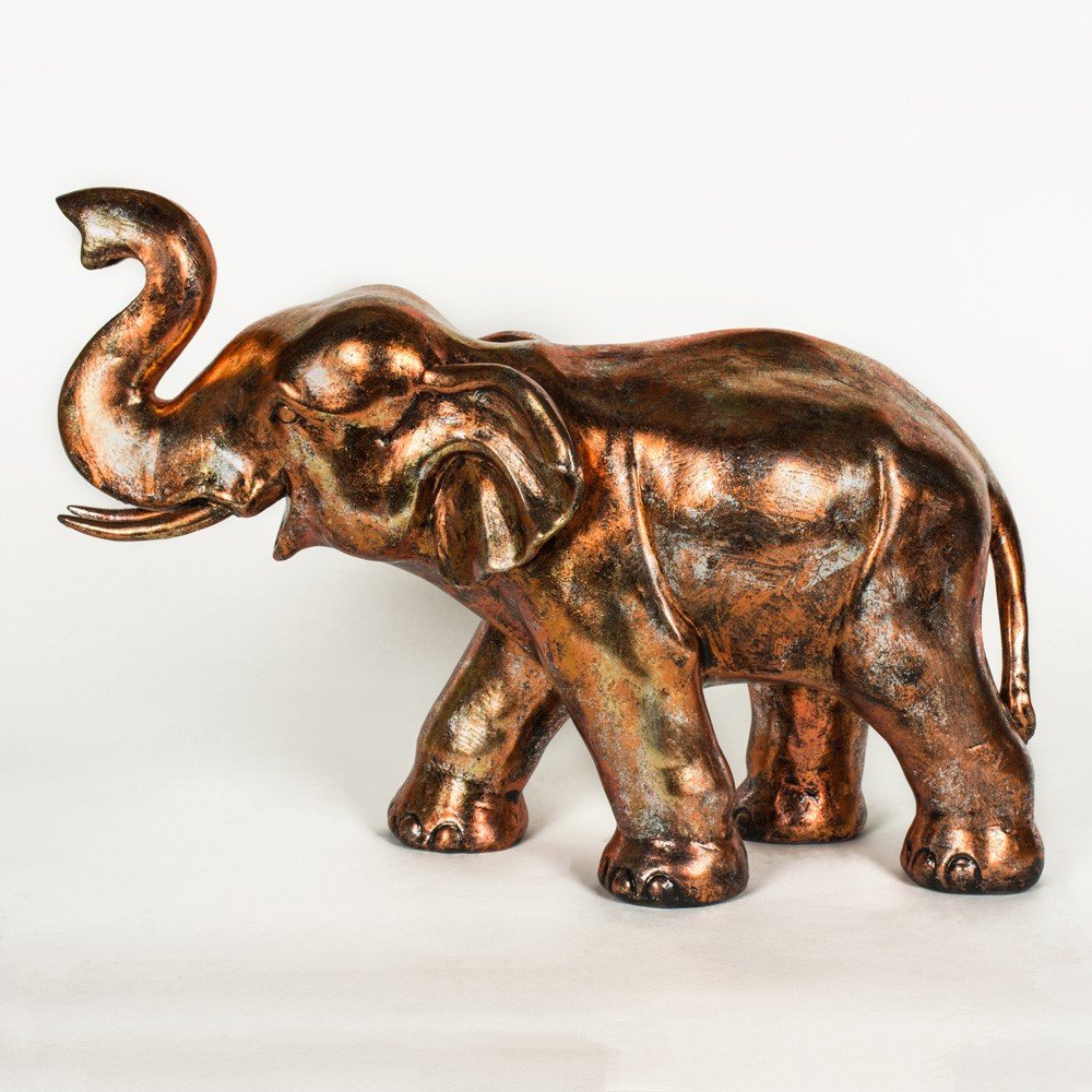 Copper Finish Large Elephant Figurine - mancavesuperstore