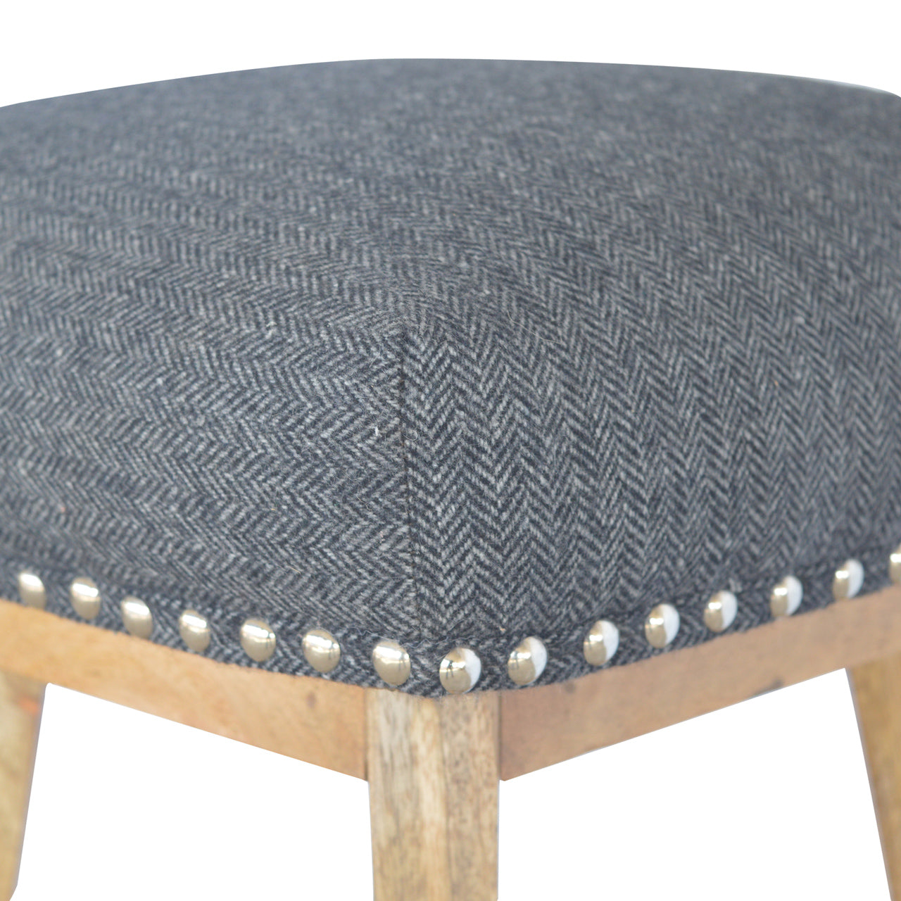 Black Tweed Studded Bar Stool - mancavesuperstore