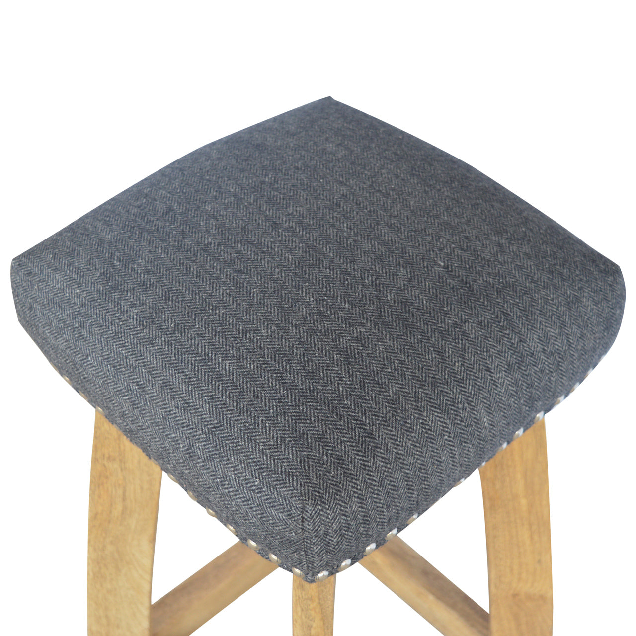 Black Tweed Studded Bar Stool - mancavesuperstore