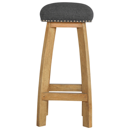 Black Tweed Studded Bar Stool - mancavesuperstore