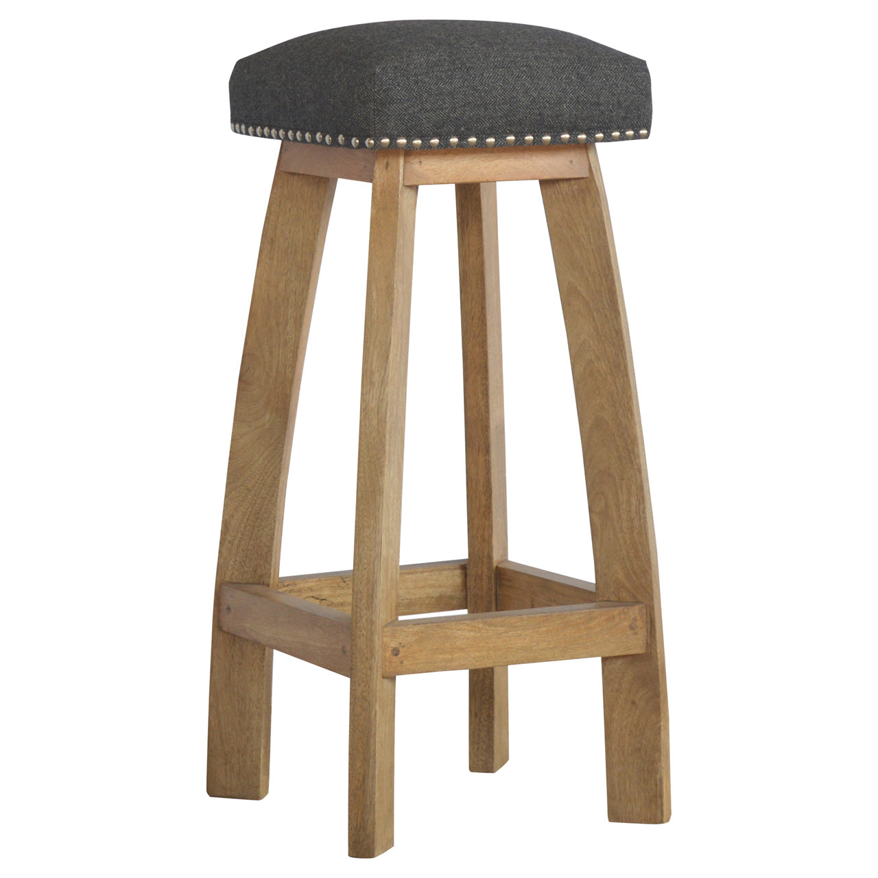 Black Tweed Studded Bar Stool - mancavesuperstore