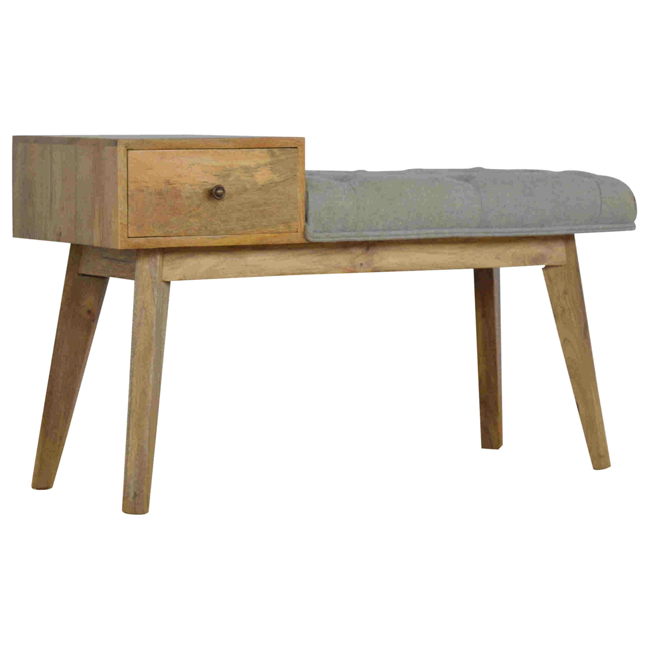 Grey Tweed 'Telephone' Bench with 1 Drawer - mancavesuperstore