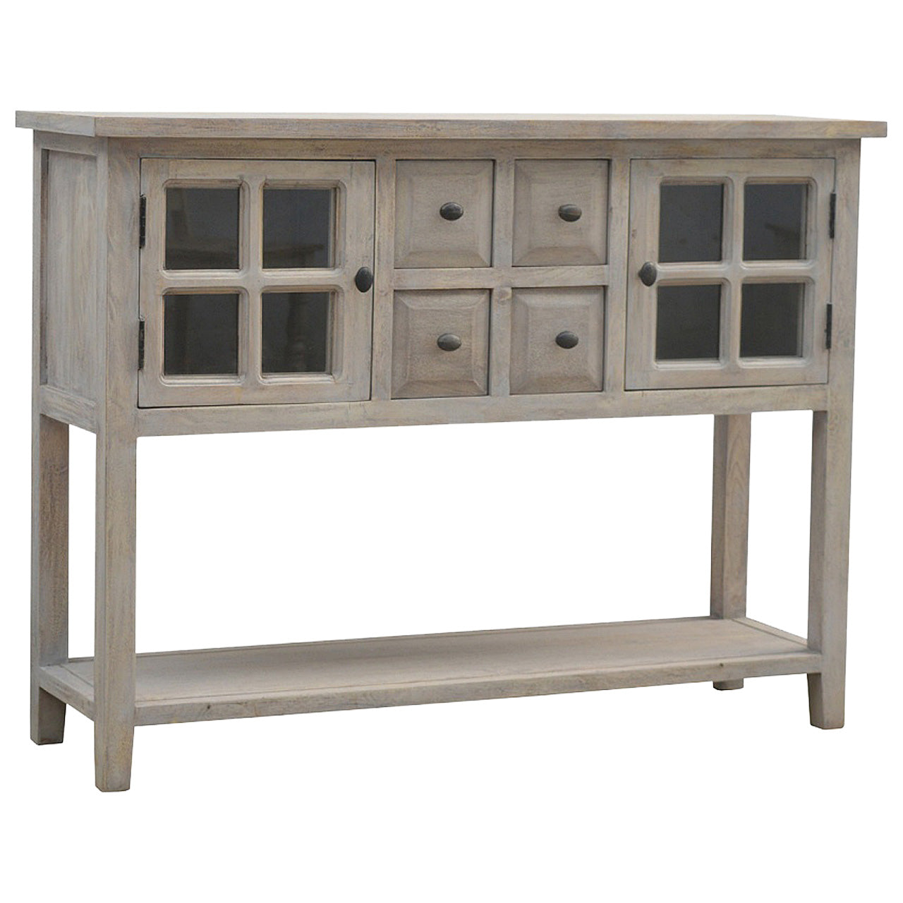 2 Door 4 Drawer Stone Acid Wash Glazed Console Table