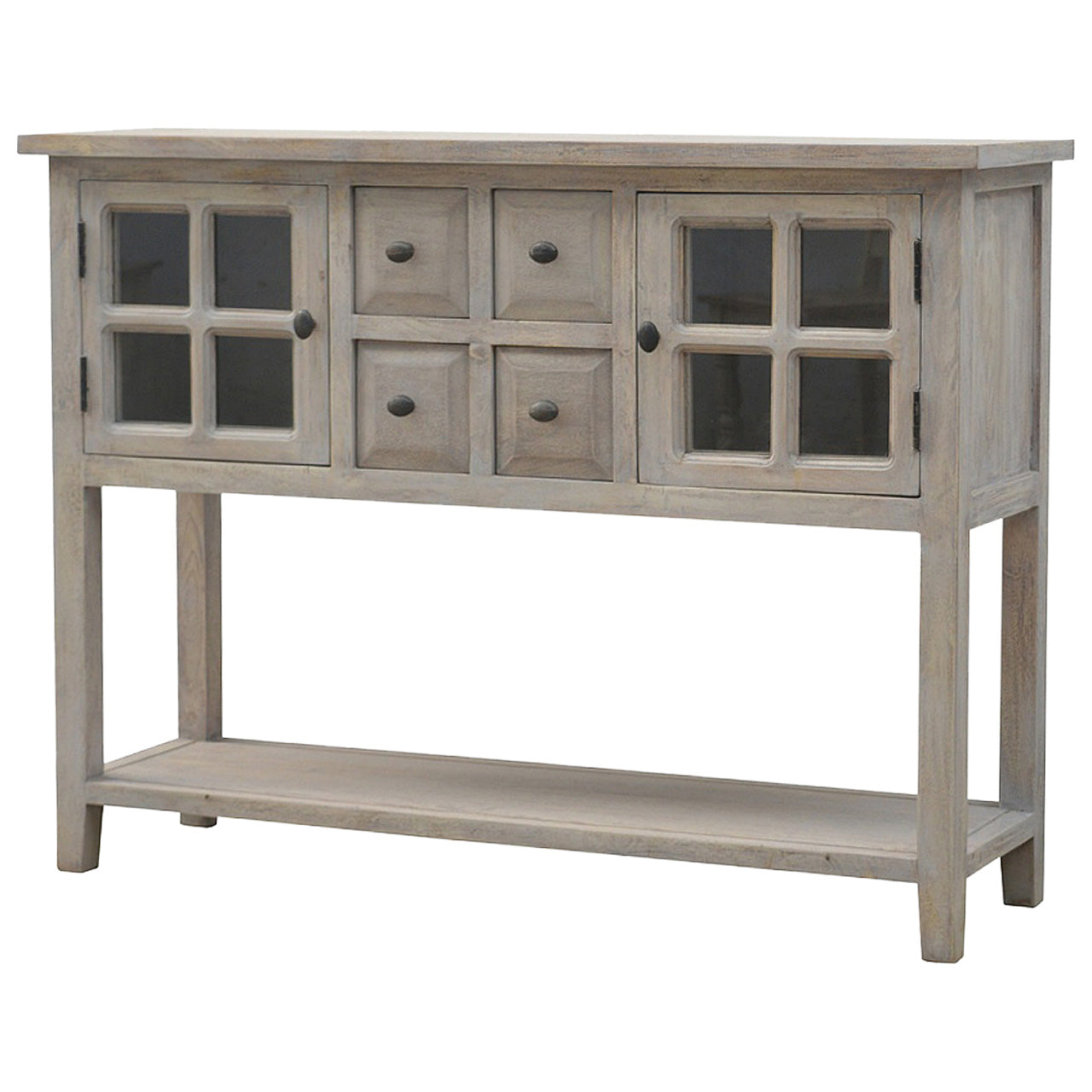 2 Door 4 Drawer Stone Acid Wash Glazed Console Table