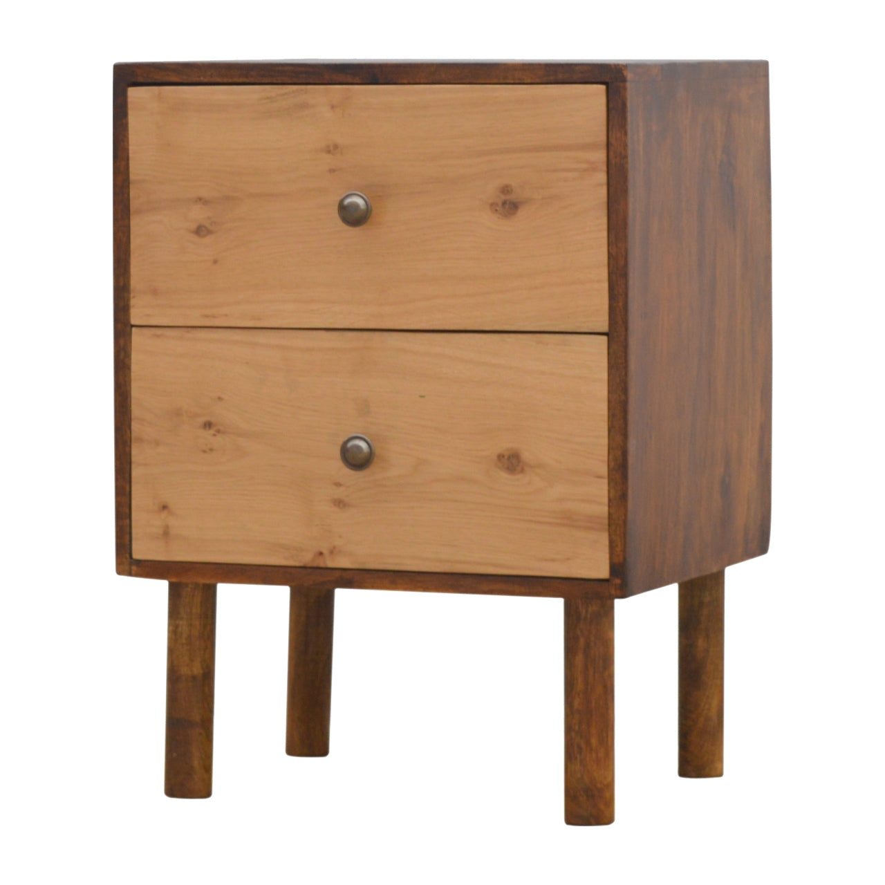 2 Drawer Unit with Oak Wood Drawer Fronts - mancavesuperstore