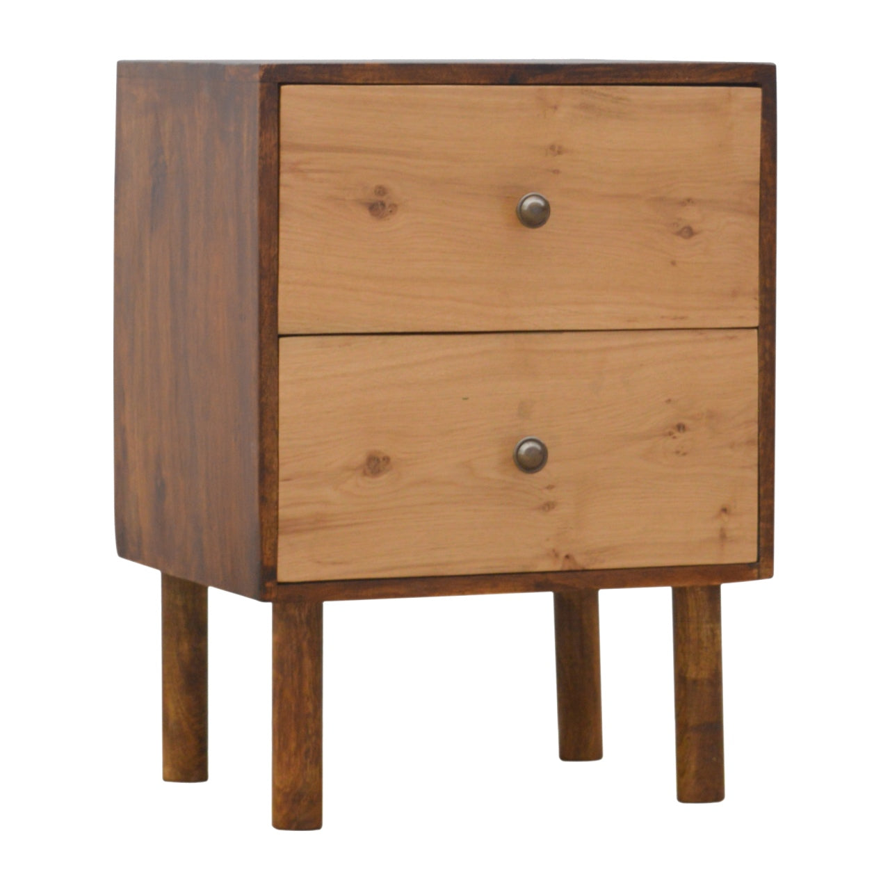 2 Drawer Unit with Oak Wood Drawer Fronts - mancavesuperstore
