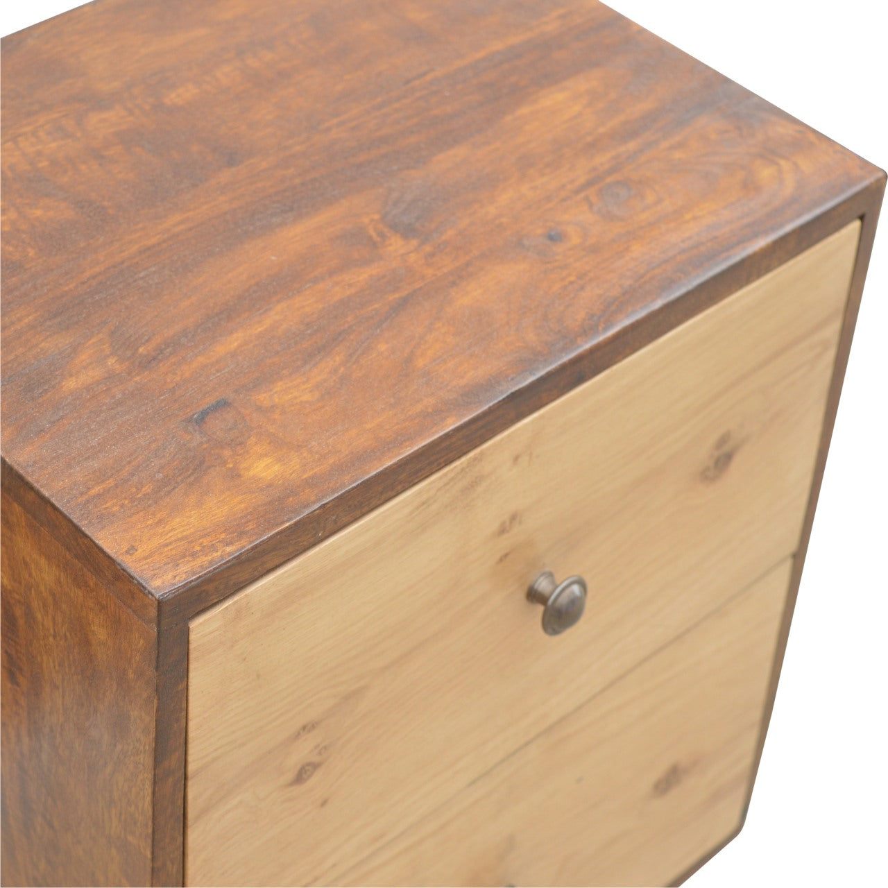 2 Drawer Unit with Oak Wood Drawer Fronts - mancavesuperstore