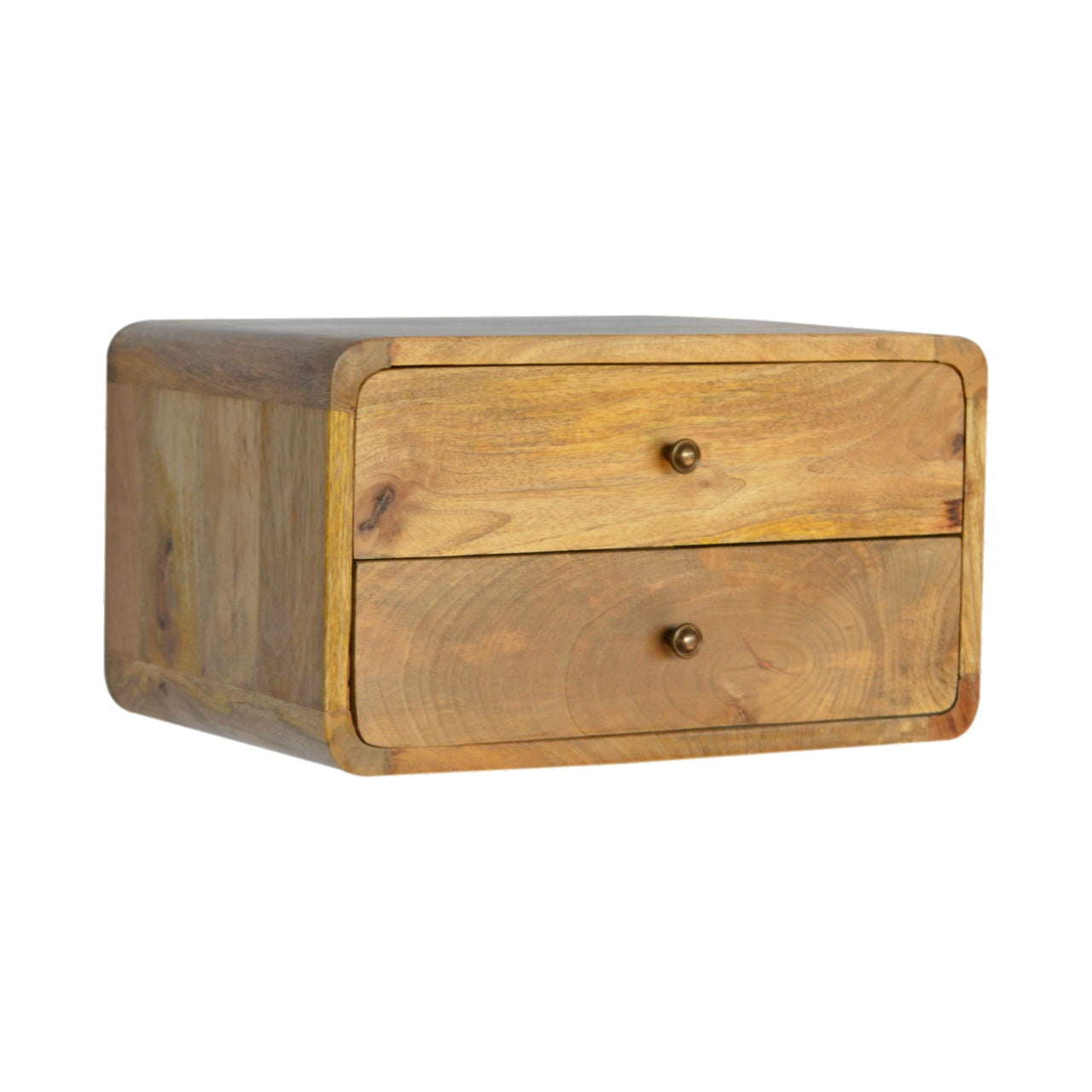 2 Drawer Curved Wall Mounted Oak-Style Unit - mancavesuperstore