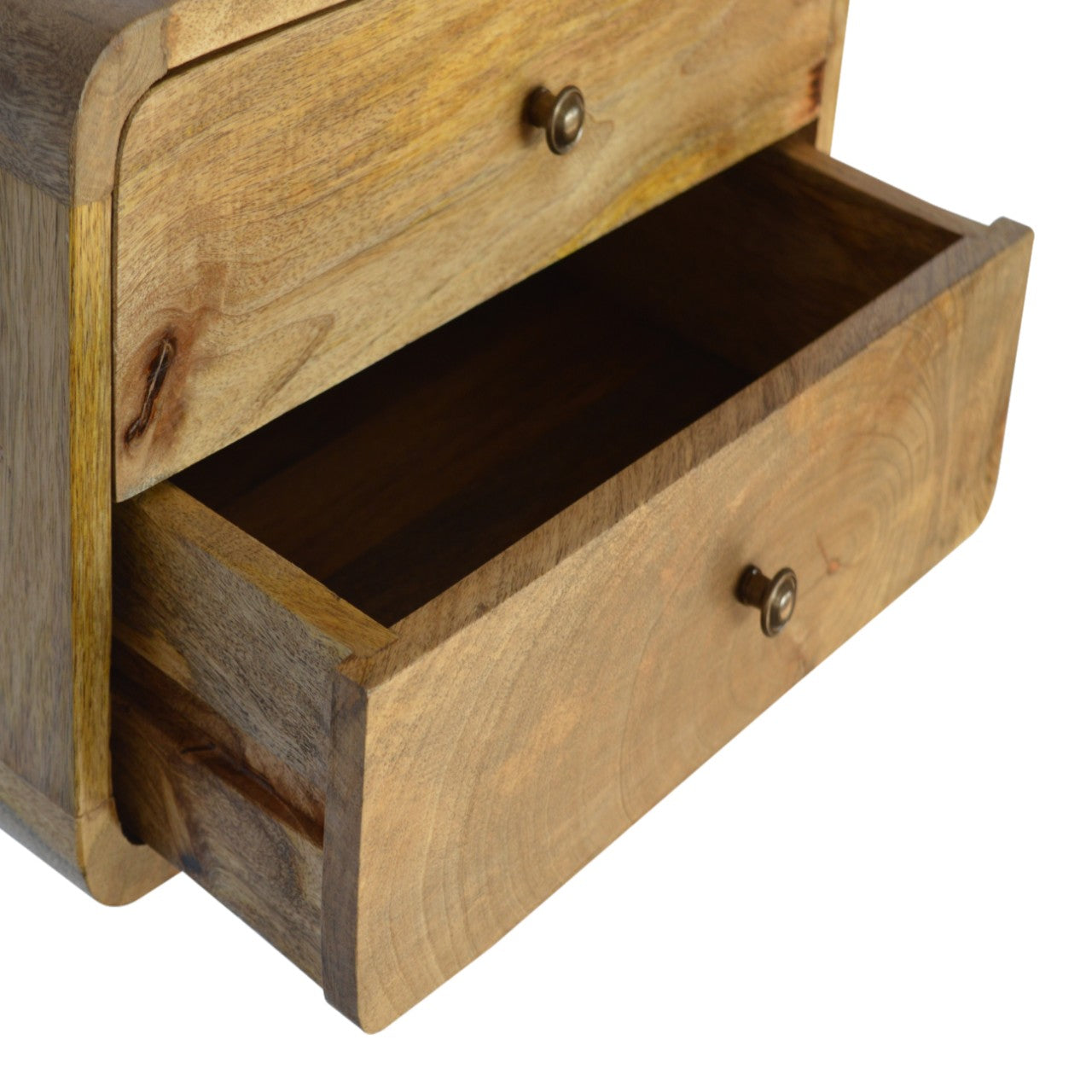 2 Drawer Curved Wall Mounted Oak-Style Unit - mancavesuperstore