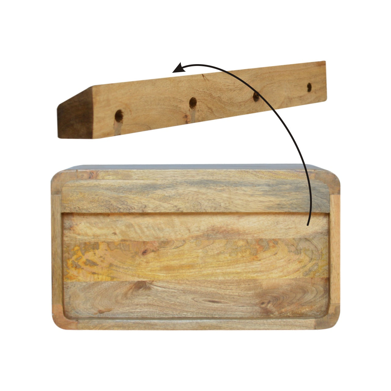 2 Drawer Curved Wall Mounted Oak-Style Unit - mancavesuperstore