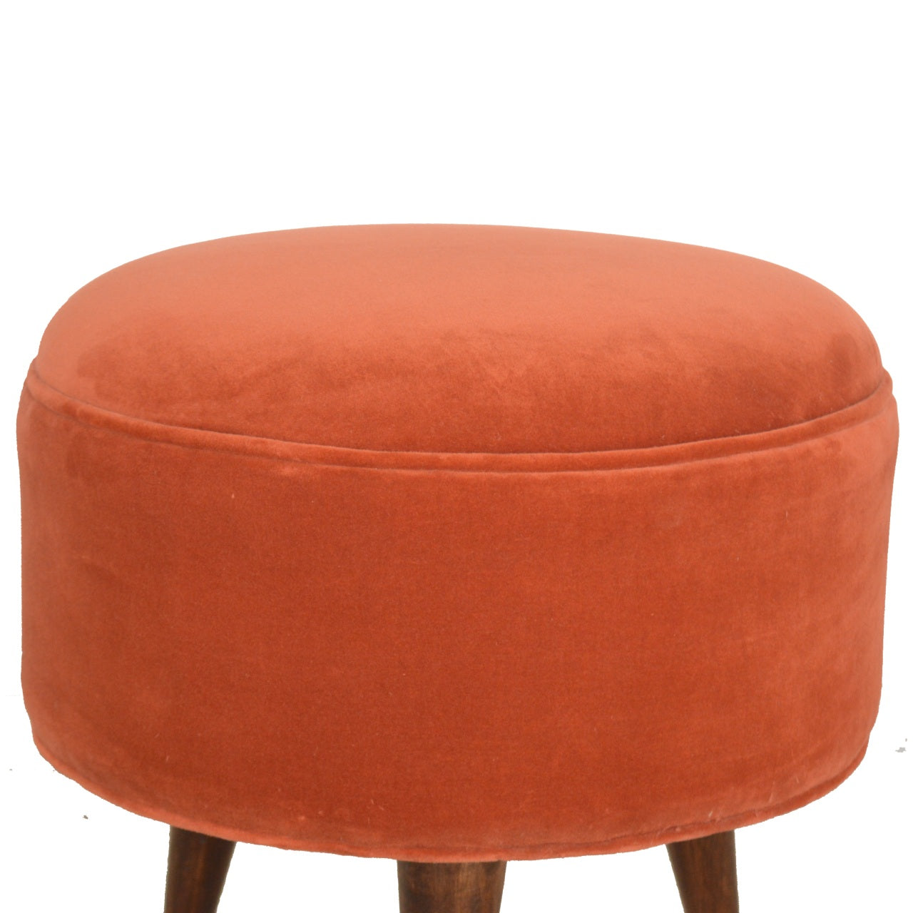 Brick Red Coloured Velvet Nordic Style Footstool - mancavesuperstore