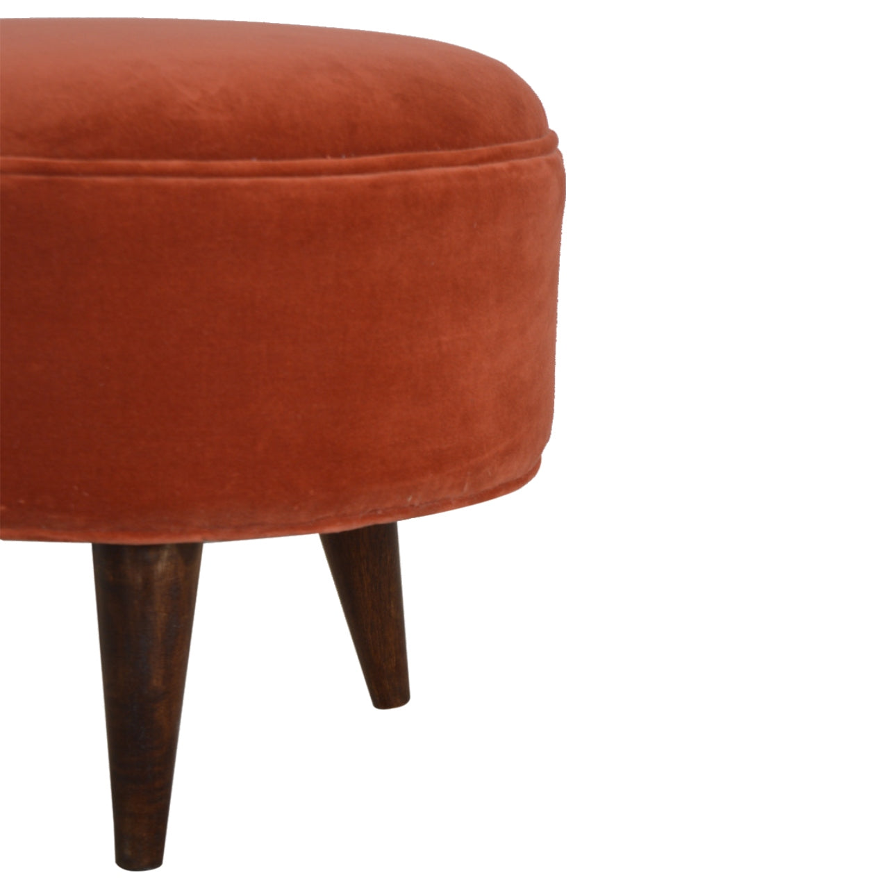 Brick Red Coloured Velvet Nordic Style Footstool - mancavesuperstore