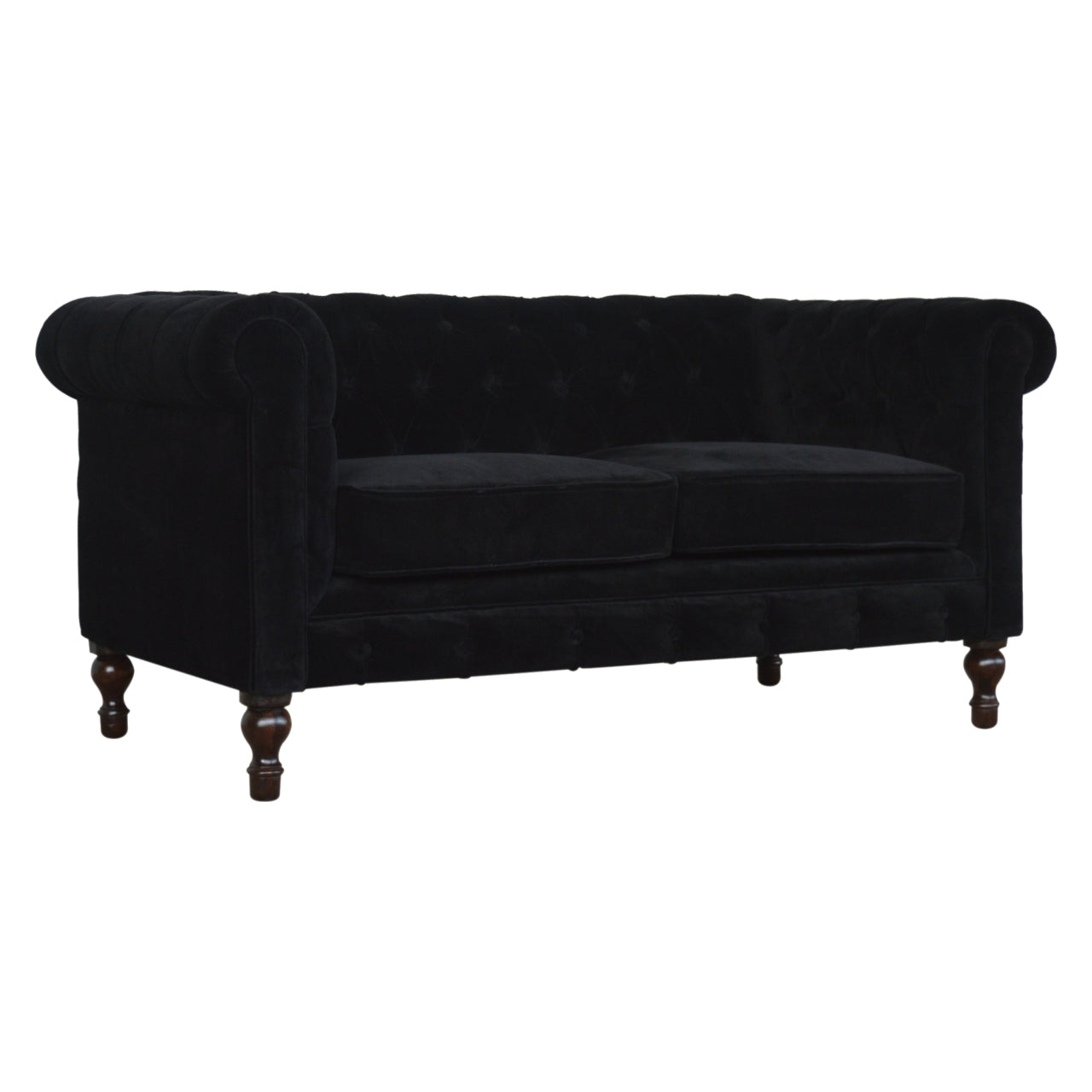 Black Velvet Chesterfield Man Cave Sofa - mancavesuperstore