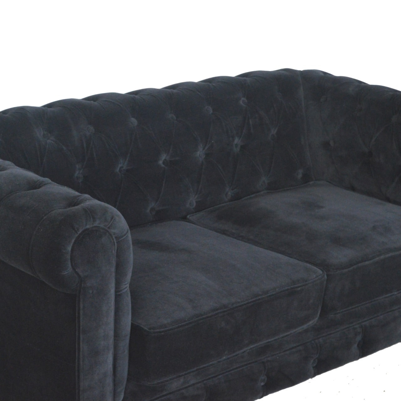 Black Velvet Chesterfield Man Cave Sofa - mancavesuperstore