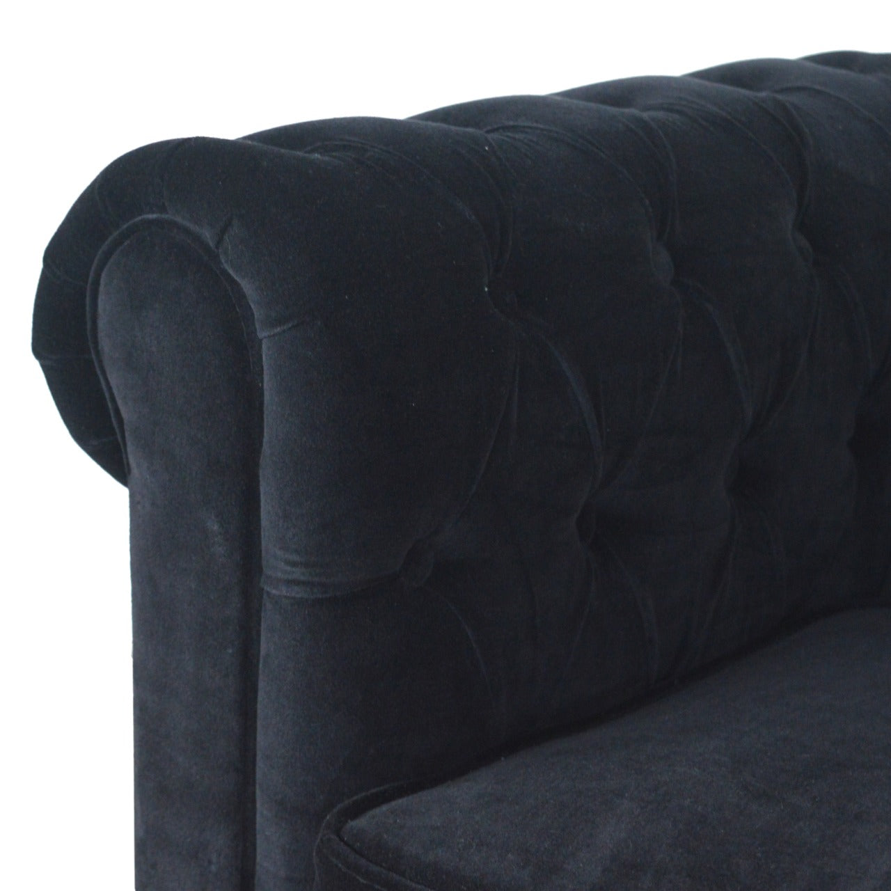 Black Velvet Chesterfield Man Cave Sofa - mancavesuperstore