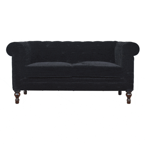 Black Velvet Chesterfield Man Cave Sofa - mancavesuperstore