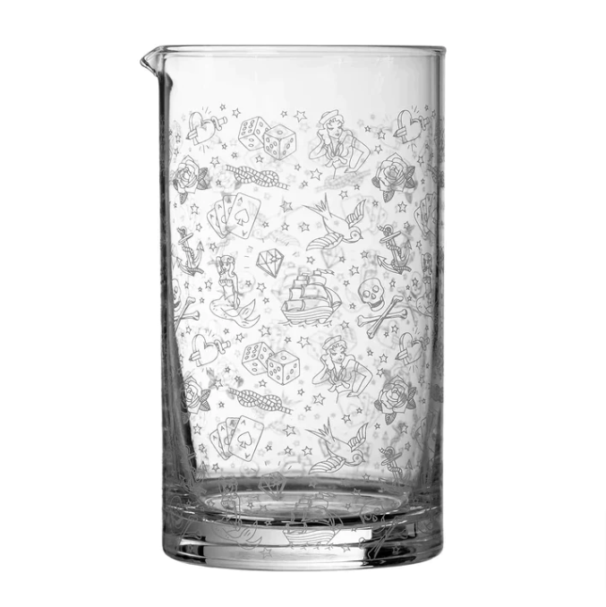 Urban Bar Tattoo Glass Cocktail Mixing Jug 80cl - mancavesuperstore