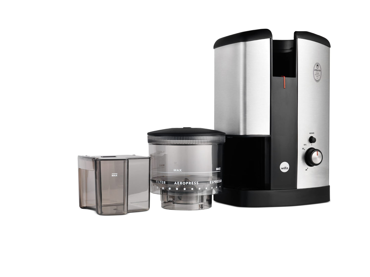 Wilfa Svart Coffee Grinder - Silver + FREE Hario Drip Kettle Air
